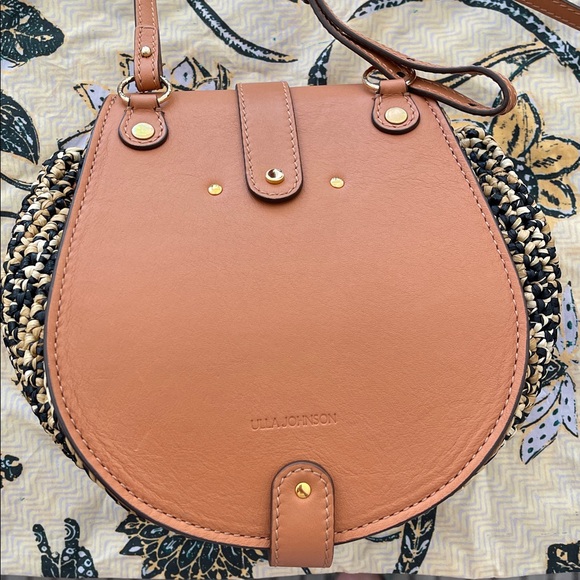 ULLA JOHNSON Paloma Ruched Straw Crossbody Bag Noir Melange - Picture 3 of 8